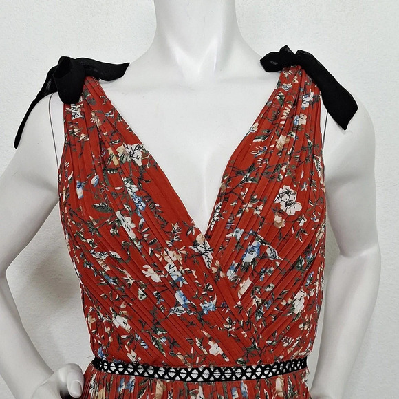 Lulus Such Sophistication Cottagecore Floral Print Pleated Bohemian Maxi Dress M - Picture 3 of 12